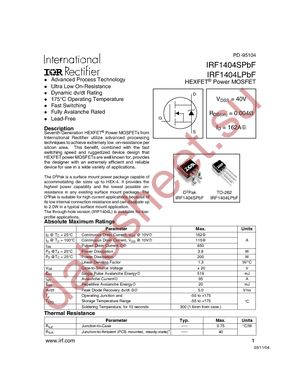 IRF1404SPBF datasheet  